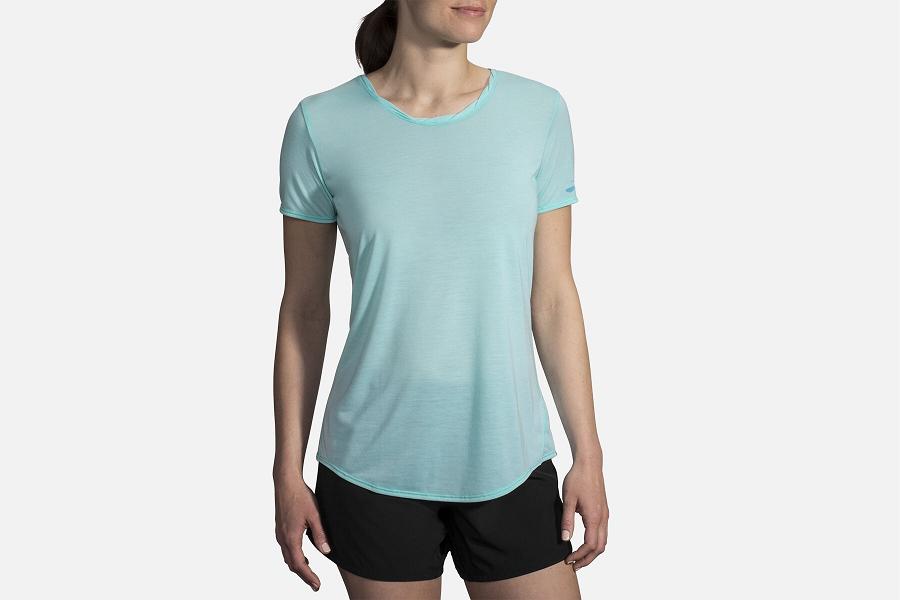 Brooks Distance Women Athletic Wear & Running Shirt Blue RQI108465